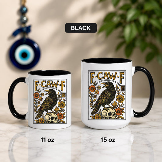 Crow Mug | Raven Skull Gothic Coffee Cup | Dark Humor Drinkware