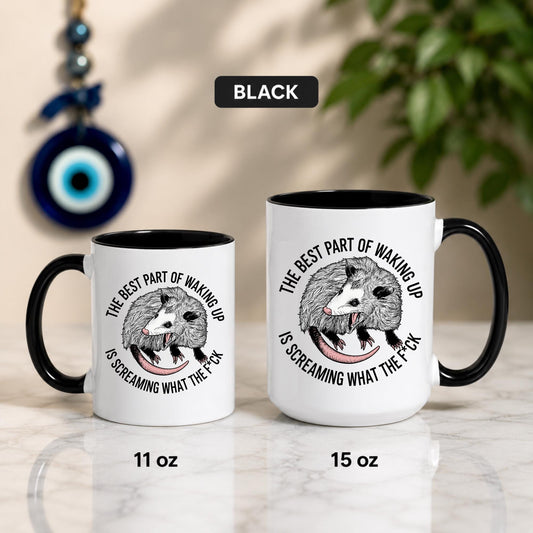 Screaming Possum Mug | Funny Dark Humor Coffee Cup, Chaos Lover Gift