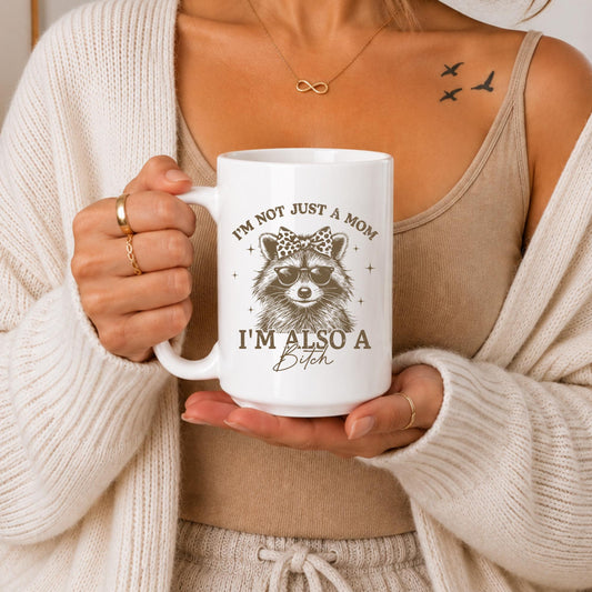 Funny Mom Raccoon Mug | Sarcastic Coffee Cup for Women