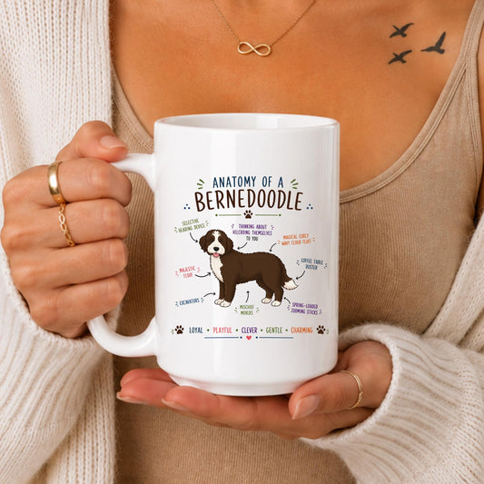 Anatomy of a Bernedoodle Coffee Mug, Funny Dog Lover Gift Cup