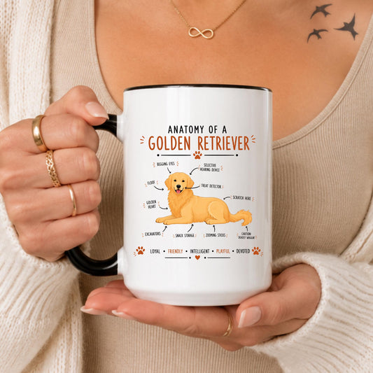 Anatomy of a Golden Retriever Coffee Mug, Funny Dog Lover Gift