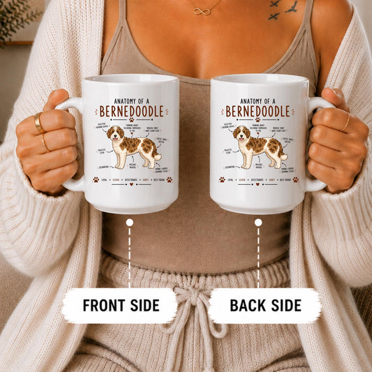 Anatomy of a Bernedoodle Coffee Mug, Funny Doodle Dog Lover Gift