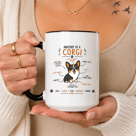 Funny Corgi Anatomy Mug, Corgi Lover Gift, Dog Parent Coffee Cup