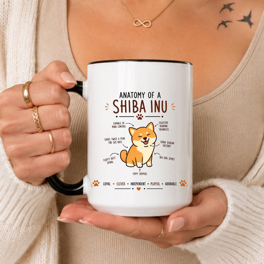 Shiba Inu Anatomy Mug, Funny Dog Lover Coffee Cup, Japanese Dog Owner Gift