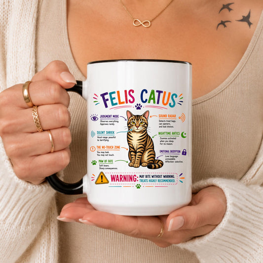 Felis Catus Anatomy Mug, Funny Cat Science Coffee Cup, Cat Lover Gift