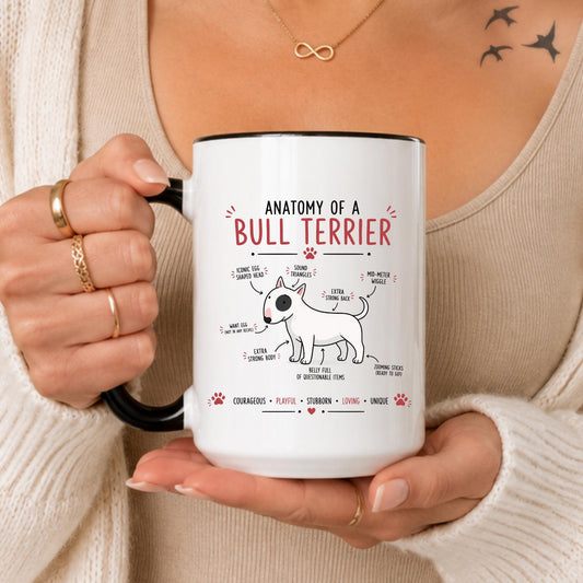 Bull Terrier Anatomy Mug, Funny Dog Lover Coffee Cup, Unique Breed Gift