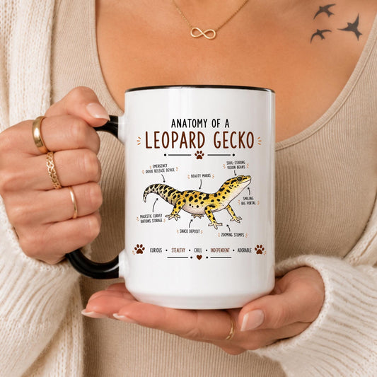 Leopard Gecko Anatomy Mug, Funny Reptile Lover Coffee Cup, Gecko Owner Gift