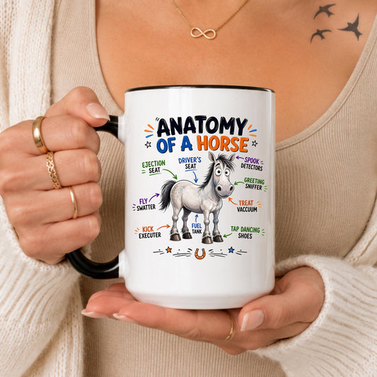 Funny Horse Anatomy Mug, Equestrian Coffee Cup, Horse Lover Gift