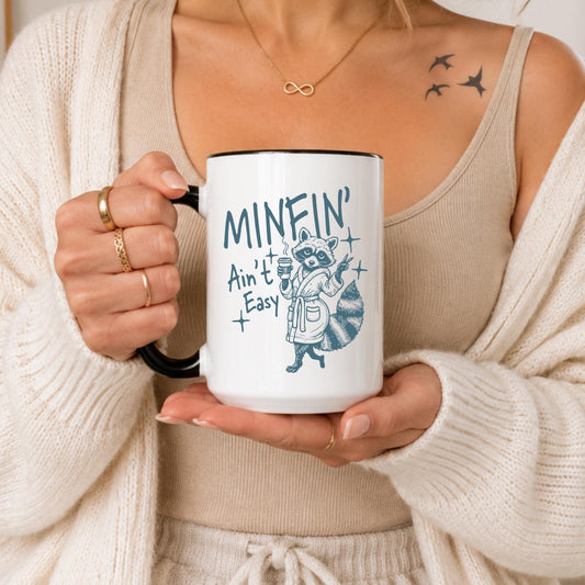 Minfin Ain't Easy Raccoon Coffee Mug, Cozy Trash Panda Ceramic Cup