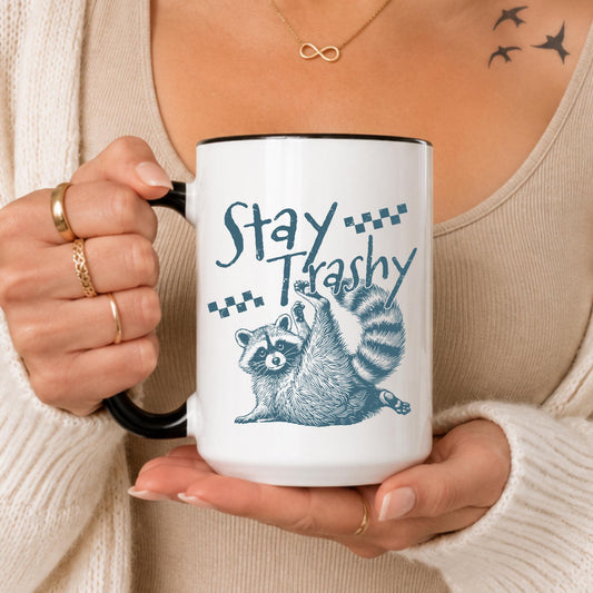 Funny Raccoon Mug, Blue Woodland Animal Coffee Cup, Sarcastic Ceramic Gift