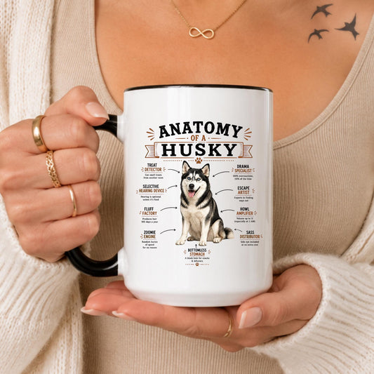 Anatomy of a Husky Mug, Funny Siberian Dog Lover Coffee Cup