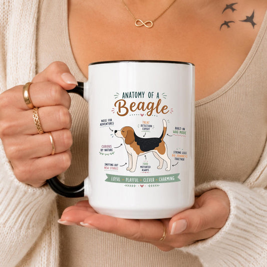 Anatomy of a Beagle Mug, Funny Dog Lover Coffee Cup, Beagle Mom Dad Gift