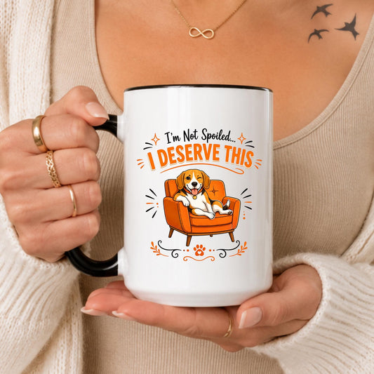 Funny Beagle Dog Mug, "I Deserve This" Quote, Dog Mom Gift, Pet Parent Cup