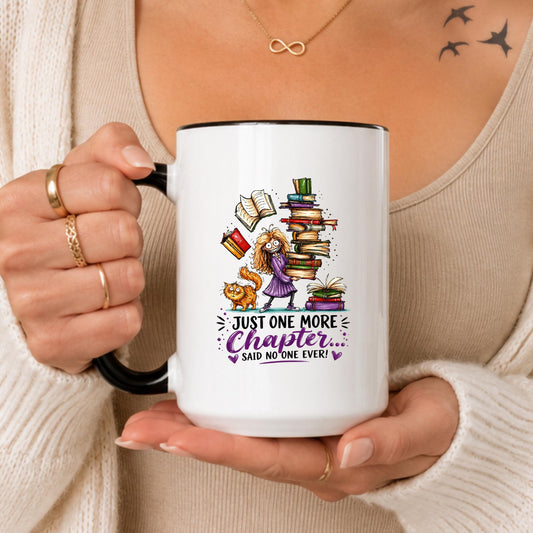 Funny Book Lover Mug, Just One More Chapter Coffee Cup, Reader Bibliophile Gift