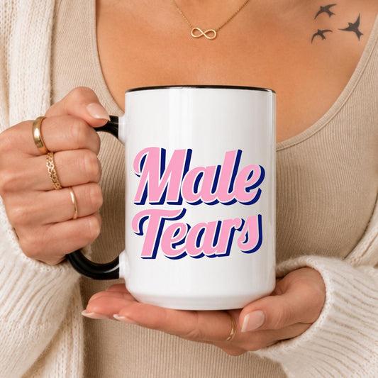Male Tears Mug, Feminist Coffee Cup, Retro Typography Statement Piece