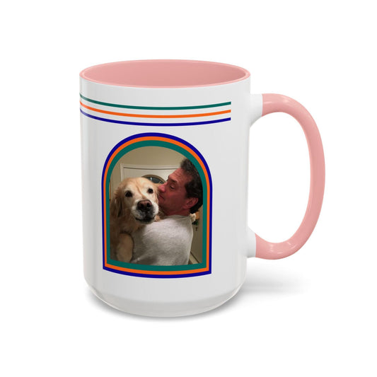 Personalized Dog Dad Mug, Custom Pet Photo, Retro Design, Ceramic Coffee Cup