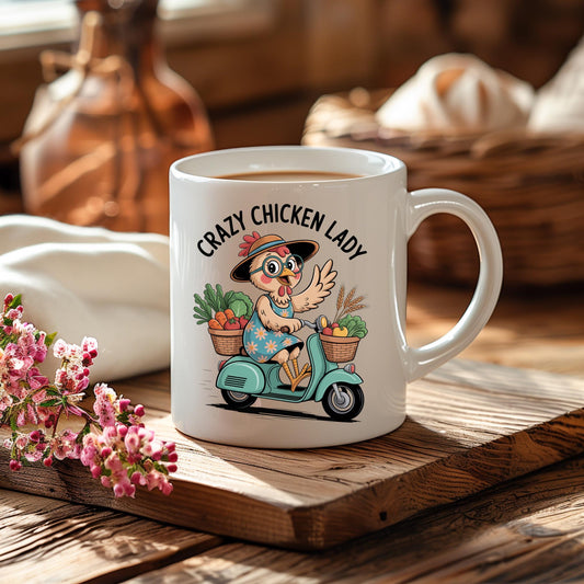 Crazy Chicken Lady Mug, Funny Farmhouse Coffee Cup, Chicken Mom Gift