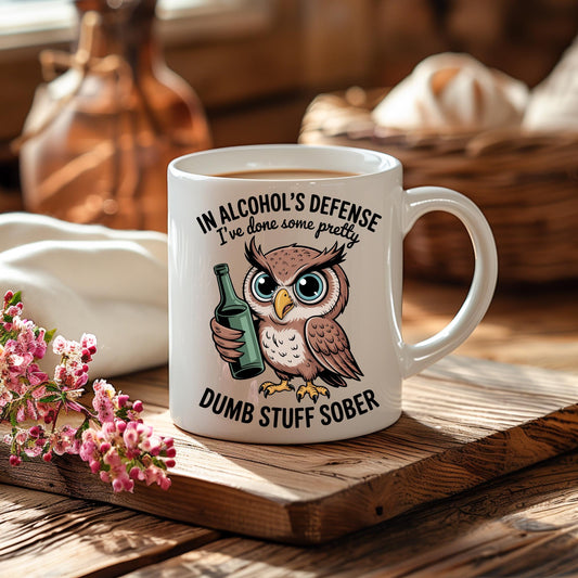 Funny Owl Mug, Sarcastic Drinking Humor Coffee Cup, Adult Party Gift
