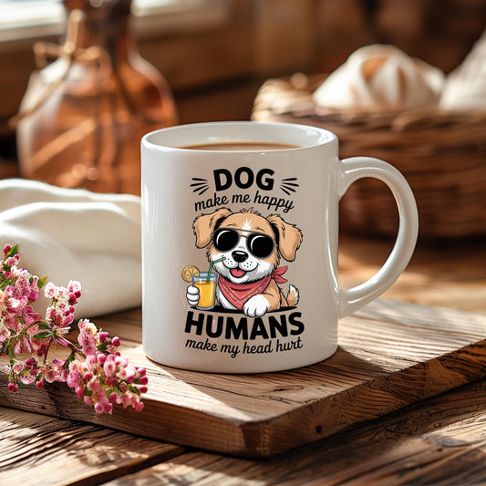 Dog Make Me Happy Mug, Funny Dog Lover Coffee Cup, Pet Parent Gift