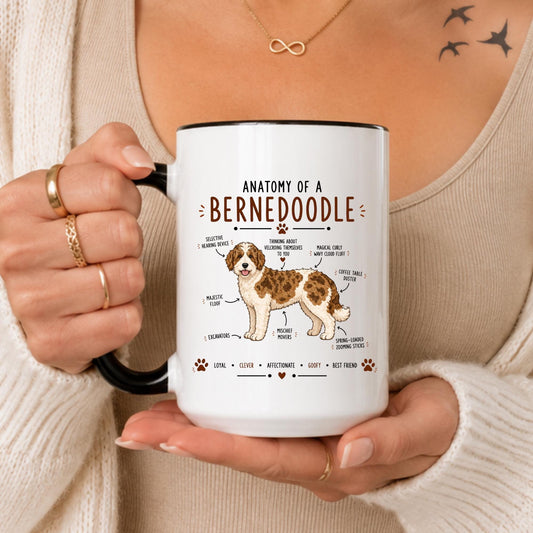 Anatomy of a Bernedoodle Coffee Mug, Funny Doodle Dog Lover Gift