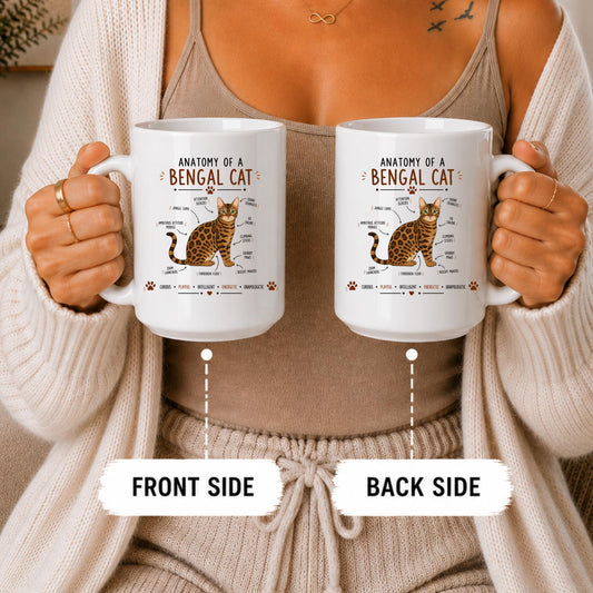 Bengal Cat Anatomy Mug, Funny Exotic Cat Lover Coffee Cup