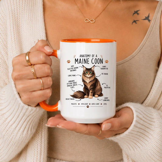 Funny Maine Coon Anatomy Mug, Maine Coon Cat Lover Gift, Maine Coon Mom Mug, Cat Owner Coffee Cup, Maine Coon Dad Gift, Funny Cat Mug