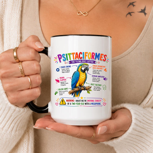 Funny Parrot Anatomy Mug, Psittaciformes Coffee Cup, Macaw Lover Gift
