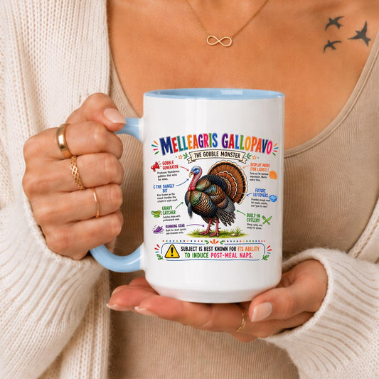 Funny Turkey Anatomy Mug, Melleagris Gallopavo Coffee Cup, Thanksgiving Farm Bird Gift