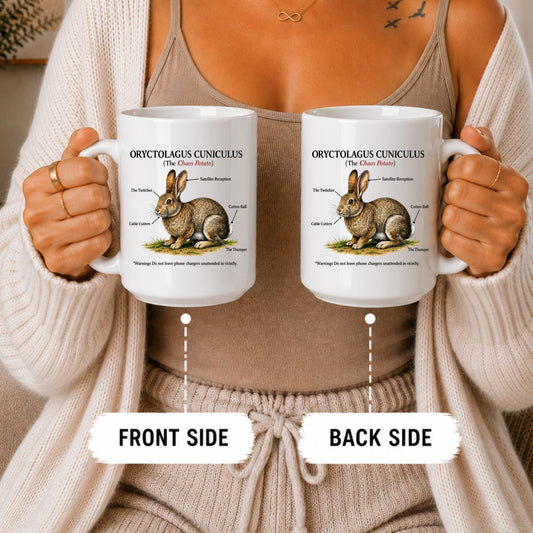 Rabbit Anatomy Mug, Oryctolagus Cuniculus Chaos Potato Coffee Cup