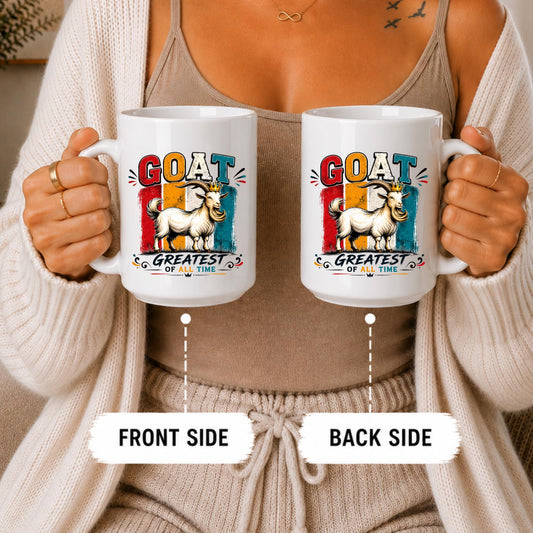 GOAT Greatest Of All Time Mug, Crowned Goat Coffee Cup, Farm Animal Lover Gift
