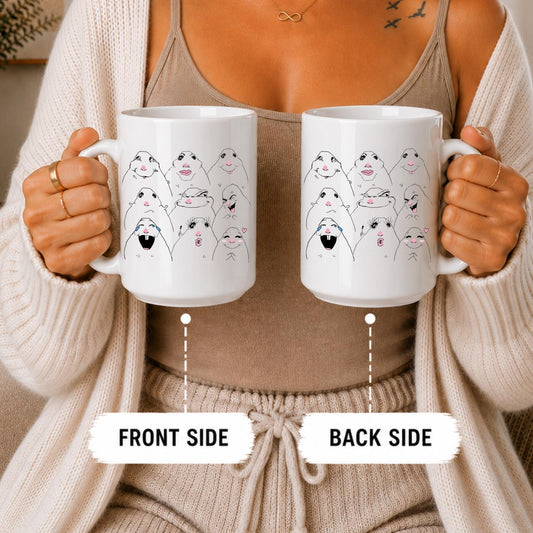 Guinea Pig Emotions Ceramic Mug, Funny Pet Faces Coffee Cup