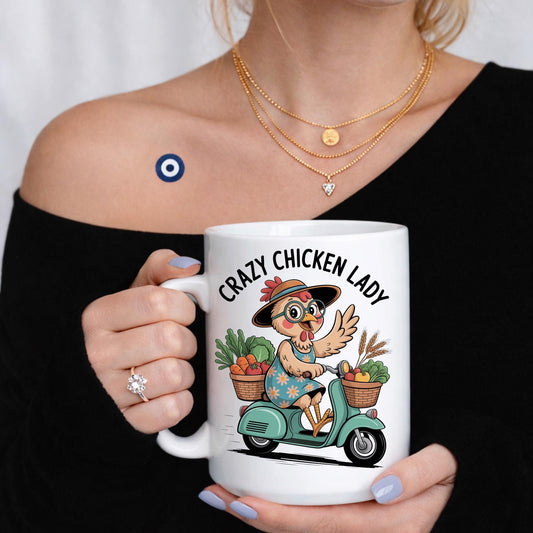 Crazy Chicken Lady Mug, Funny Farmhouse Coffee Cup, Chicken Mom Gift