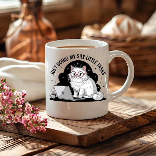 Funny Cat Mug, Work From Home Coffee Cup, Cat Lover Gift, Introvert Humor Cup
