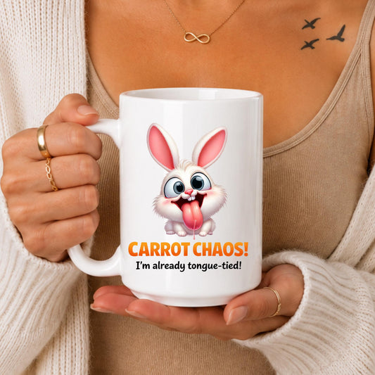 Carrot Chaos Bunny Mug – Funny Rabbit Coffee Cup for Animal Lovers