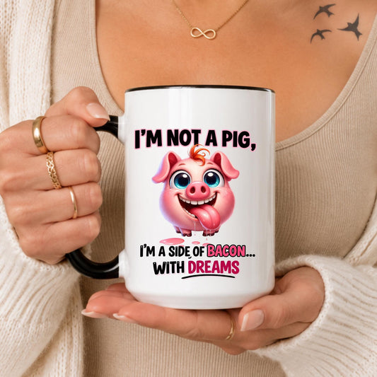Funny Pig Bacon Mug: Sarcastic Dark Humor Coffee Cup