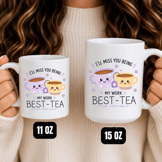 Work Best-Tea Mug, Coworker Farewell Gift, Office Friendship, Leaving Job Tea Lover