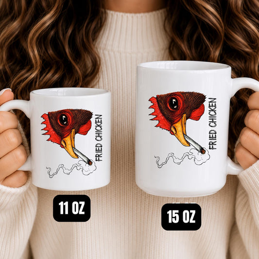 Funny Fried Chicken Mug, Sarcastic Rooster Coffee Cup, Farm Animal Humor Drinkware