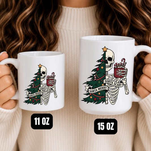 Skeleton Christmas Mug | Sorta Merry Sorta Scary Gothic Coffee Cup
