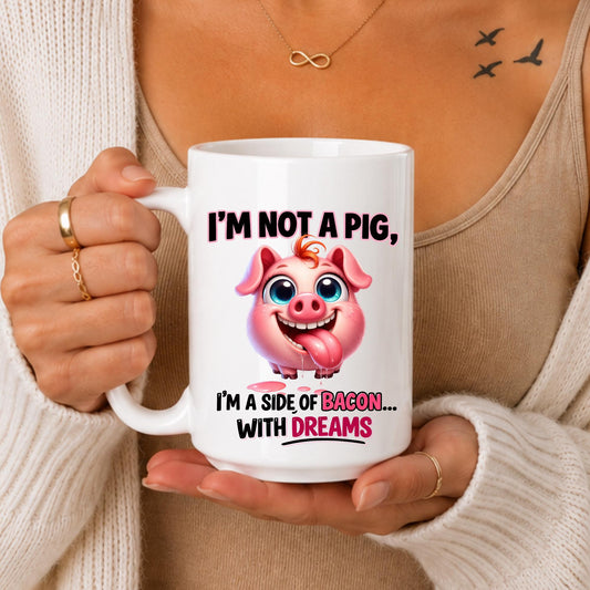 Funny Pig Bacon Mug: Sarcastic Dark Humor Coffee Cup