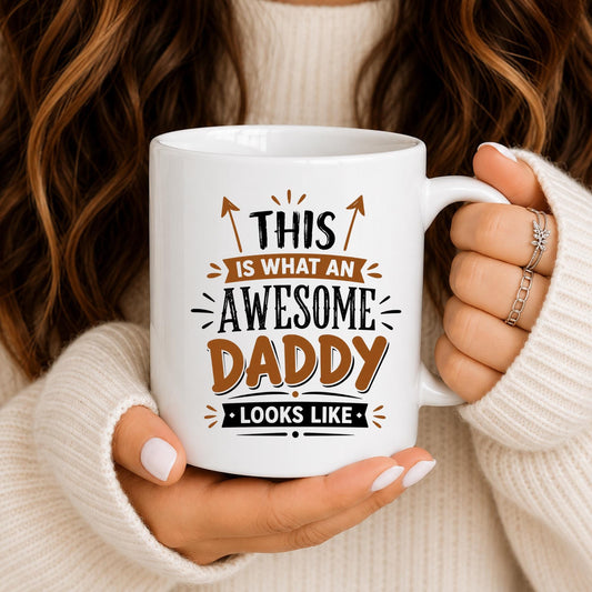 Daddy Mug | Retro Typography Coffee Cup, Gift for Dad
