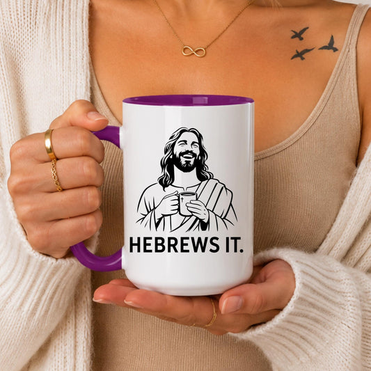 Christian Coffee Mug, Jesus "He Brews It" Humor Cup, Faith Based Gift