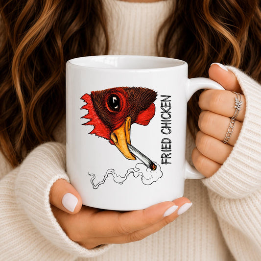 Funny Fried Chicken Mug, Sarcastic Rooster Coffee Cup, Farm Animal Humor Drinkware