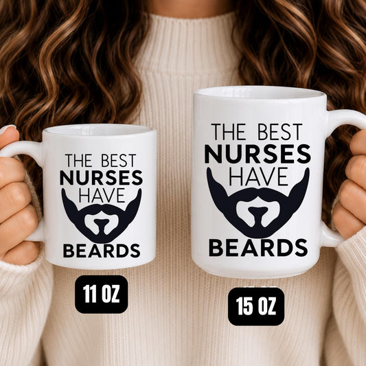 Funny Beard Nurse Mug | Male RN Healthcare Worker Gift