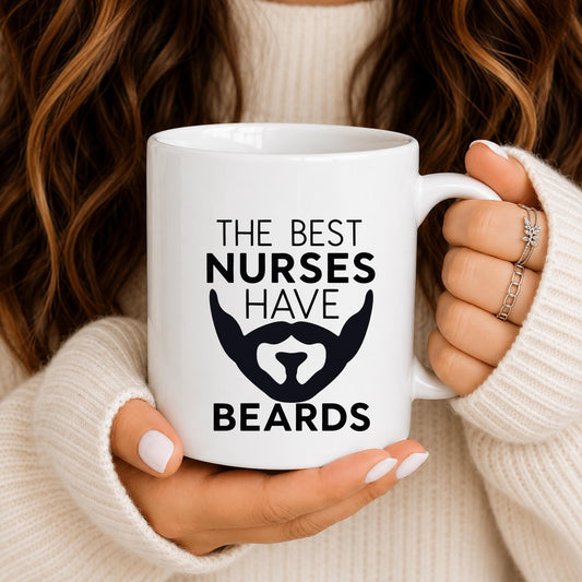 Funny Beard Nurse Mug | Male RN Healthcare Worker Gift