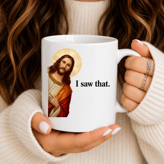 Jesus "I Saw That" Coffee Mug | Funny Christian Religious Humor Cup