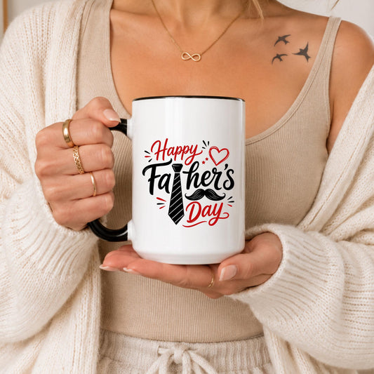 Happy Father's Day Tie Mustache Ceramic Mug, Dad Birthday Gift Cup