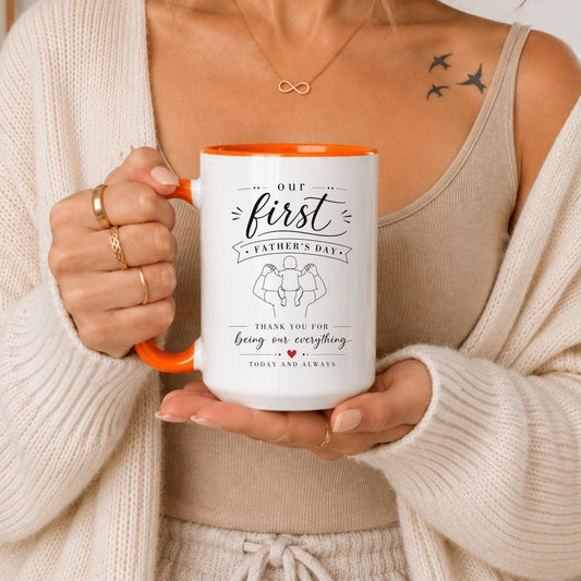 Our First Dad Mug | New Father Coffee Cup | First Time Daddy Gift | Fatherhood Keepsake