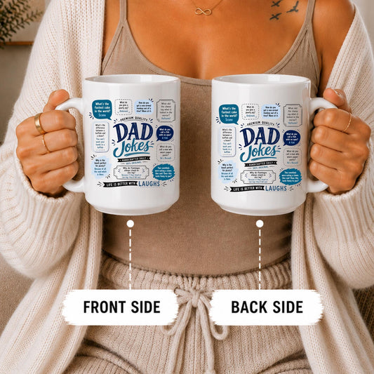 Funny Dad Jokes Coffee Mug, Pun Lover Gift, Ceramic Cup (11oz/15oz)