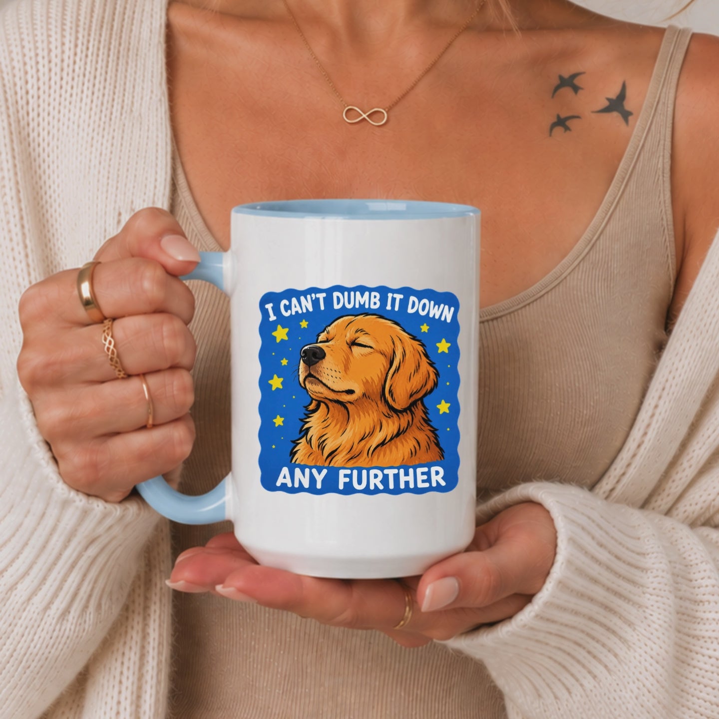 Funny Dog Mug Gift, I Can’t Dumb It Down Mug, Sarcastic Golden Retriever Coffee Mug, Smart Humor Cup, Dog Lover Gift Birthday Christmas