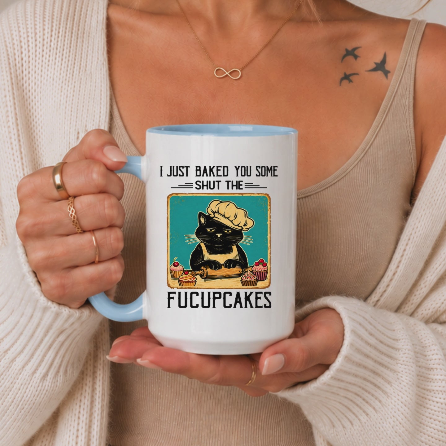 Funny Baking Cat Mug Gift, Dark Humor Cat Coffee Mug, Sarcastic Baking Cup, Adult Humor Mug, Cat Lover Gift Birthday Christmas